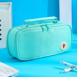 HR201 Multi Layer Canvas Pencil Case Wholesale Portable Double Zipper Simple Stationery Box School Students Large Pencil Case