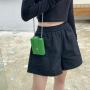 New Neon Color Card Wallet Mini Chain Purse Messenger Bag Rose Red 4 Card Slots Ladies PU Leather Card Holder Women Mini Bag