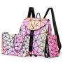 Wholesale Custom Holographic Reflective Bag Wallet Clutch Set Geometric Luminous Purses and Handbags Backpack for Women
