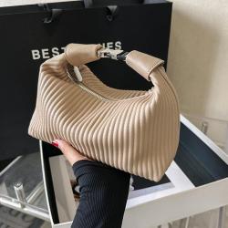 2024 Multi-Functional Ruched Handbag Custom Soft Leather Shoulder Bags Portable and Fashionable Ladies' Bag for Women
