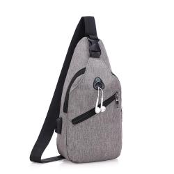 OEM740 Wholesale Cheap Sling Bag Outdoor Travel Men Crossbody Chest Bag With Headphone Plug Custom Logo Oxford Back Pack
