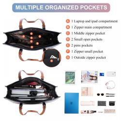 LOVEVOOK 15.6 Inch Waterproof PU Leather notebook Bags large ladies Business Office Work laptop tote Bag for women handbags
