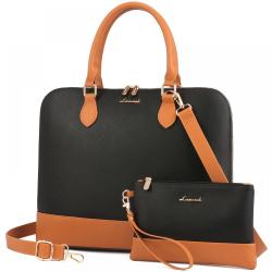 LOVEVOOK Laptop Tote Bags Dome Large Crossbody Work shoulder Bags 15.6 Computer Handbag 2pcs pu Leather women Purse  Briefcase