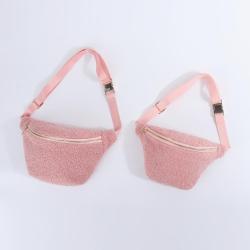 Keymay Bag Manufacturer Wholesale Custom Logo Sherpa Belt Bags Cell Phone Waist Bag Soft Teddy Crossbody Pink Fanny Pack