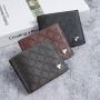 2024 new men's wallet fashion plaid horizontal soft leather men's short wallet large capacity multi-card purse