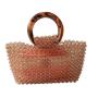Customized 2024 new hand-woven coffee handbag simple retro acrylic women's round handle bag hollow vegetable basket clutch