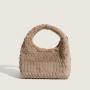 Lovely Sweet Fluffy Handbag 2024 New Women'S Bag Gentle Plaid Solid Color Small Square Bag Single Shoulder Crossbody Bag