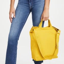 Custom Yellow Large Casual Work Shoulder Bag Daily Crossbody Hobo Handbags with Detachable Shoulder Strap Tote Bag Cotton Canvas