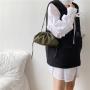 Custom messenger bag Fashion metal clip opening women's shoulder holds bag fold PU soft leather small crossbody bag
