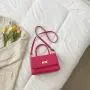 Ins Popular Fashion Small Bag Female Personality Patent Leather Crocodile Print Bag Acrylic Chain One Shoulder Underarm Bag Tide