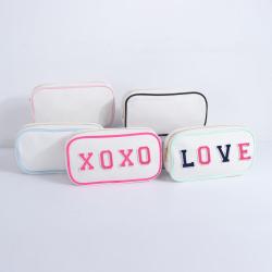 Keymay RTS Stock Fast Shipping Personalized Valentine's Day Gift Girls Canvas Cosmetic Bag Canvas Pouch Bag Makeup Bag Organizer