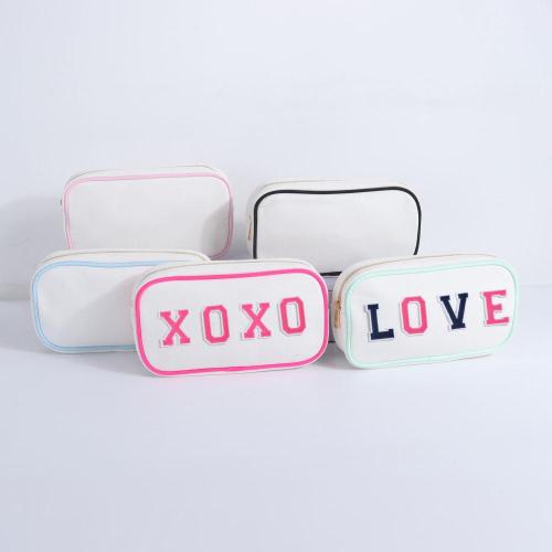 Keymay RTS Stock Fast Shipping Personalized Valentine's Day Gift Girls Canvas Cosmetic Bag Canvas Pouch Bag Makeup Bag Organizer