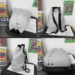 KBW077 New Fashion Drawstring Cuffed Backpack Men's and Women's Trend Large-capacity Mesh Backpack