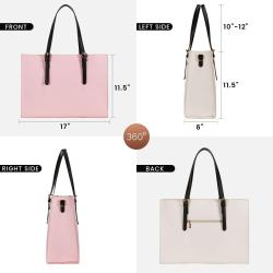 15.6 Inch Large Waterproof Leather Computer Tote Handbag Bag for Work Business Office Travel with USB Port Laptop Bag for Women