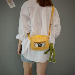 Fashion transparent PVC messenger bag with custom mini canvas ita bag