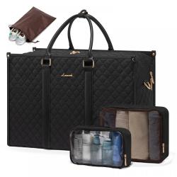 LOVEVOOK fashion quilted 4pc casual sports gym shoulder bag for women carry on lightweight laptop travel luggage duffel handbags