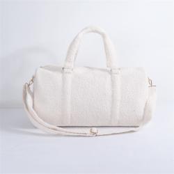 Keymay Christmas Gift Personalized Chenille Patch Cozy Plush Teddy Sherpa Weekender Bag Woman Travel Bag Women Gym Duffle Bag