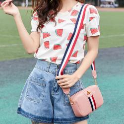 2024 Good Selling Women's Messenger Bag Casual Small Square Bag Single Shoulder Crossbody Bag With Colored Ribbon PU Leather