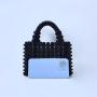 Custom  acrylic resin beads square hand bag Wholesale New Design Clutch Evening Bag Handmade Black Beaded Bags Handbag