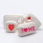 Keymay Multi-color Personalized Chenille Letter Patches Winter Teddy Sherpa Plush Cosmetic Bag White Cosmetic Bag Makeup Bags