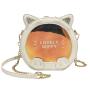 Lovely cat design chain girls shoulder leather crossbody bag customized holographic Ita bag