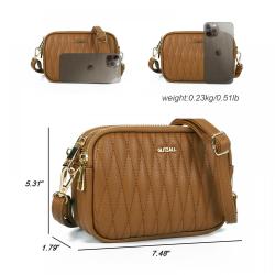 2024 new fashion ladies three layers of zipper small crossbody bag removable shoulder strap shoulder bag