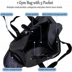 Lightweight Waterproof Sport Workout Duffle Bag Weekender Gym Bag with Wet Pocket and Shoes Compartment