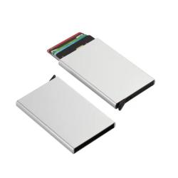 RFID automatic pop-up aluminium box anti-magnetic, anti-skimming, credit card and business card box, metal aluminium card holder