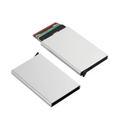 RFID automatic pop-up aluminium box anti-magnetic, anti-skimming, credit card and business card box, metal aluminium card holder