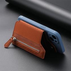 New Mobile Phone Card Cover Clam shell Bag Multi-Insert Card Holder Zipper Mobile Phone Bag Creative Back Stick Card Wallet Y554