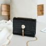 Korean Cute 2024 New Flower Tassel Alligator Single Shoulder Messenger Bag Women's Fashion Handbag Open Square  Button Handbag