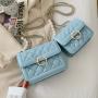 2024 New Fashion Korean Single Shoulder Bag Messenger Small Square Bag Diamond Lattice Chain Pearl Lock Women's Bag