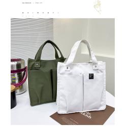 Gelory New Arrivals Multifunction Portable Practical Solid Color Stitching Lunch Bag Canvas Tote Bag With Multi-pocket