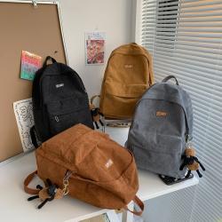 New Designer Trendy Custom Fashion Retro Simple Style Corduroy Backpack Solid Color Bookbags Student Schoolbag