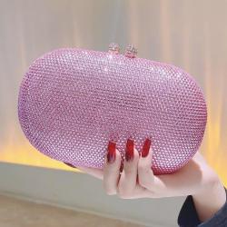 New Fashion Dinner Women's Diamond encrusted Clutch Bag Banquet Party Evening Dress Bag Oval One Shoulder Crossbody Bag Pure