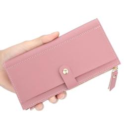 ZR200 New Women's Long Wallet Korean Version Three-fold Buckle Wallet Large-capacity Multi-position Zipper Handbag Purse