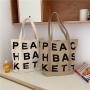 Wholesale Ins Style High Capacity Tote Bags Female One Shoulder Cloth Handbag Letter Logo Print Canvas Bag