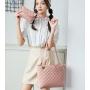 New Fashion Cheap Woman Tote Bag Custom Pure Color Large Capacity Diamond Lattice Handbag Two Pieces Set  Single Shoulder Bag