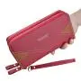 ZR809 Women's Wallet Long Handbag PU Double-layer Zipper Coins Wallet Purse Stylish Contrast Color Mobile Phone Bag Card Holder