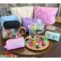 Portable 24 Colors 4 Sizes Custom Embroidery Makeup Bag Waterproof Nylon Cosmetic Bag Women Toiletry Zipper Stand Up Pouch