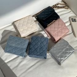 New fashion classic PU leather shoulder bag Denim Flap Luxury Chain Bag Small square mini bags for girls