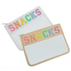 Keymay No MOQ Custom Personalized Letter Snack Makeup Bag Multicolor Travel Stadium Clear Pouch Transparent Pvc Cosmetic Bag