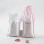 Wholesale Pink White Satin Make up Cosmetic Hair Packaging Bags For Hair Extensions