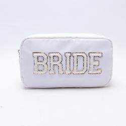 Keymay Personalized Chenille Letter Nylon Pouch Gift Bags Travel Toiletry Cosmetic Bag Bride Make up Bag