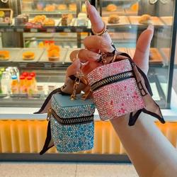 KBW527 Summer Mini Headset Bag with Pendant Light Luxury Diamond Studded Cylinder Lipstick Bag Shiny Coin Purse Keychain