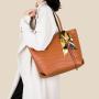 2024 new three-piece set of women's fashion simple shoulder bag large capacity solid color handbag