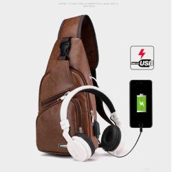 XL011 Fashion Waterproof Classic Crossbody Bag Customized Logo New Version With USB port Earphone Hole Men's Chest Bag