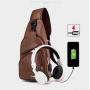XL011 Fashion Waterproof Classic Crossbody Bag Customized Logo New Version With USB port Earphone Hole Men's Chest Bag