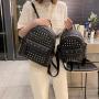 KBW483 Hot New Rivets Soft Leather Texture Solid Color Backpack Fashion Casual Ladies Shoulder Bag High Quality Women Backpack