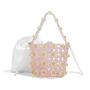 2024 Wholesale Small Fresh Handmade acrylic  Beaded Daisy Portable Bucket Bag Round Hollow Beaded Shoulder Messenger Bag